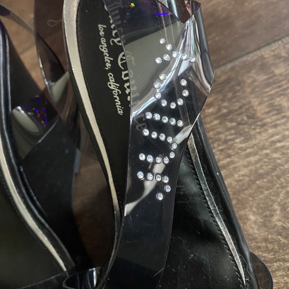 Juicy Couture Clear Rhinestone Platform Sandal Wedges Black US Size 11 Y2K - Picture 4 of 8